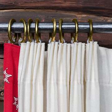 Shappy 40 Packs Metal Drapery Curtain Rings Curtain Rod Rings with Eyelets Hanging Rings for Curtains and Rods, Drape Sliding Eyelet Rings Internal Diameter(1.18in,Green Brass)