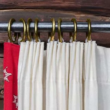 Shappy 40 Packs Metal Drapery Curtain Rings Curtain Rod Rings with Eyelets Hanging Rings for Curtains and Rods, Drape Sliding Eyelet Rings Internal Diameter(1.18in,Green Brass)