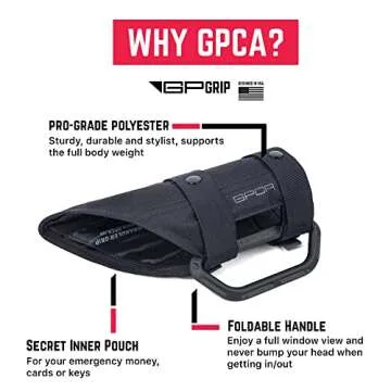 GPCA - GP Grip LITE Grab Handle, Aluminum Metal, Patented Roll Bar for Jeep Wrangler 4xe, JL, JT, JK, Sport, Sahara and Rubicon 4DR/2DR 2007-2023, 1 Pair, Jet Black