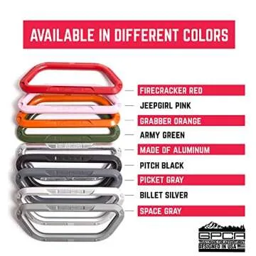 GPCA - GP Grip LITE Grab Handle, Aluminum Metal, Patented Roll Bar for Jeep Wrangler 4xe, JL, JT, JK, Sport, Sahara and Rubicon 4DR/2DR 2007-2023, 1 Pair, Jet Black
