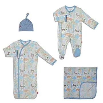 Magnetic Me Footie Pajamas Soft Modal Baby Sleepwear Quick Magnetic Fastener Sleeper Acadia Blue 0-3 Months