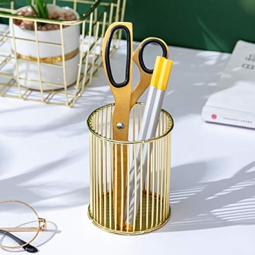 Gold Metal Pen Holder: Chic Organizer for Home & Office