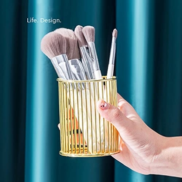Gold Metal Pen Holder: Chic Organizer for Home & Office