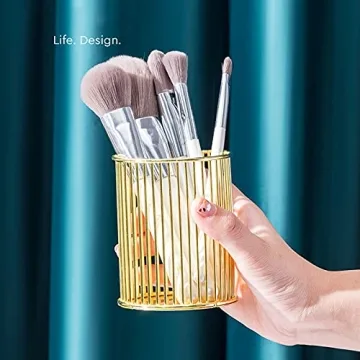 Gold Metal Pen Holder: Chic Organizer for Home & Office