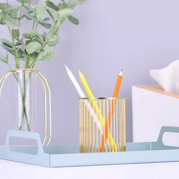 Gold Metal Pen Holder: Chic Organizer for Home & Office