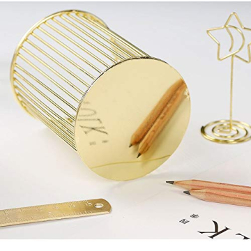 Gold Metal Pen Holder: Chic Organizer for Home & Office