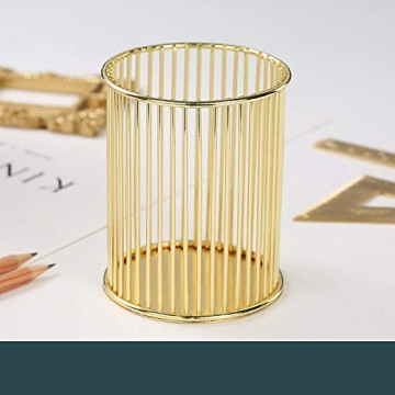 Gold Metal Pen Holder: Chic Organizer for Home & Office