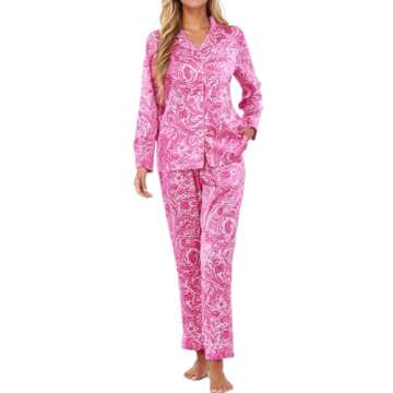 KCW Silk Pajamas for Women Satin Holiday Pj Set Long Sleeve Button Up Pajamas Sleep Sets Floral Prin...