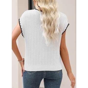 EVALESS Womens Cap Sleeve Sweater Vest Summer Crewneck Short Sleeve Pullover Sweaters Cute Dressy Casual Tops for Women 2025 Trendy Lightweight Cotton Knit Tops Spring Fashion Clothes White Large