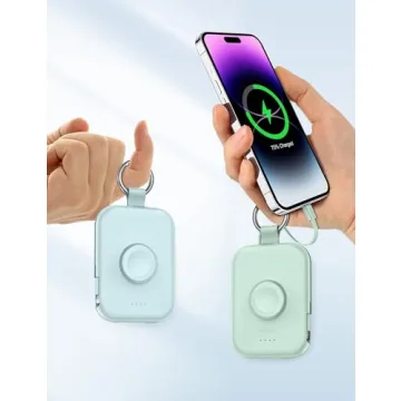 RORRY Portable Charger, 5000mAh Portable Charger Power Bank with Built-in Cables, Travel Keychain Battery Pack for Apple Watch Ultra 2/9/8/Ultra/7/6/SE/5, iPhone 16/15/14/13/12, Green