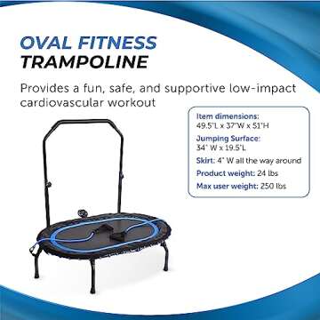 Stamina Fitness Trampoline - Exercise Trampoline with Smart Workout App - Indoor Trampoline Fitness Rebounder