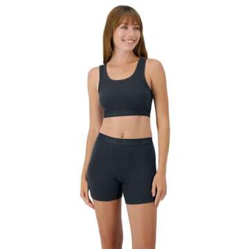 Hanes Women's Originals Supersoft Comfywear 2 Piece Lounge Crop Top & Boxer Shorts Loungewear Set, A...