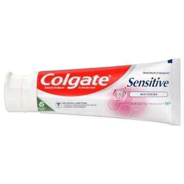 Colgate Whitening Toothpaste for Sensitive Teeth, Enamel Repair and Cavity Protection, Fresh Mint Ge...