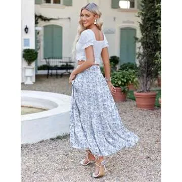 Zeagoo Women's Bohemian Floral Maxi Skirt for Summer