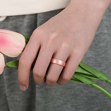 Egnaro Inner Arc Ergonomic Breathable Design, Silicone Rings for Women with half sizes, Women's Silicone Wedding Band，5.5mm Wide-2mm Thick