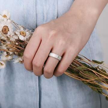 Egnaro Inner Arc Ergonomic Breathable Design, Silicone Rings for Women with half sizes, Women's Silicone Wedding Band，5.5mm Wide-2mm Thick