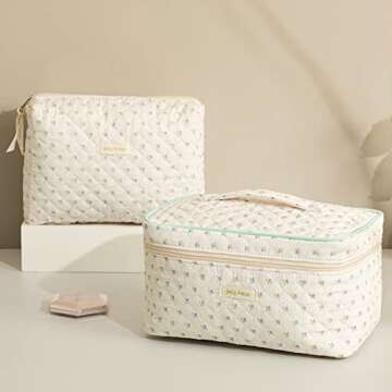 HBselect Cute Quilted Makeup Bag - Large & Stylish