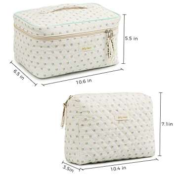 HBselect Cute Quilted Makeup Bag - Large & Stylish