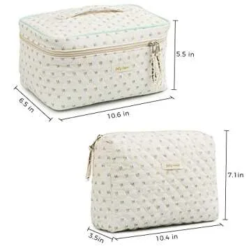 HBselect Cute Quilted Makeup Bag - Large & Stylish