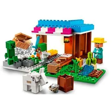LEGO Minecraft The Bakery Building Kit 21184 Game-Inspired Minecraft Toy Set for Kids Girls Boys Age 8+ Featuring 3 Minecraft Figures and Goat, with Village and Treasure Chest Accessories, Gift Idea
