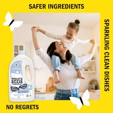Molly's Suds Dishwasher Detergent Gel | Clean Dishwasher Detergent, Cuts Grease & Rinses Clean (Residue-Free) for Sparkling Dishes | 41 Fl Oz (Unscented)