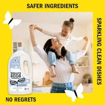 Molly's Suds Dishwasher Detergent Gel | Clean Dishwasher Detergent, Cuts Grease & Rinses Clean (Residue-Free) for Sparkling Dishes | 41 Fl Oz (Unscented)