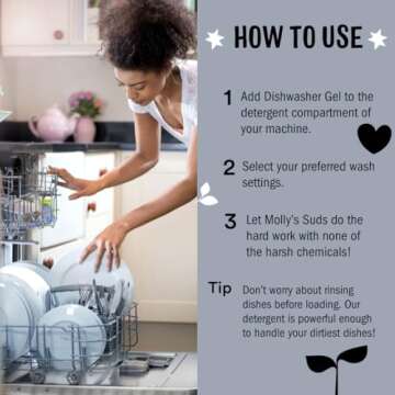 Molly's Suds Dishwasher Detergent Gel | Clean Dishwasher Detergent, Cuts Grease & Rinses Clean (Residue-Free) for Sparkling Dishes | 41 Fl Oz (Unscented)