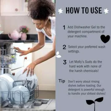 Molly's Suds Dishwasher Detergent Gel | Clean Dishwasher Detergent, Cuts Grease & Rinses Clean (Residue-Free) for Sparkling Dishes | 41 Fl Oz (Unscented)