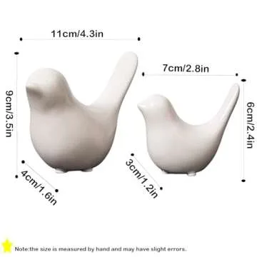 GJFASGF Small Animal Statues, White Bird Figurines Home Decor, Modern Home Decorative, Ceramic Decor for Office Desktop, Bookshelf, Bedroom, Living Room, Cabinets (White 2 Pcs)