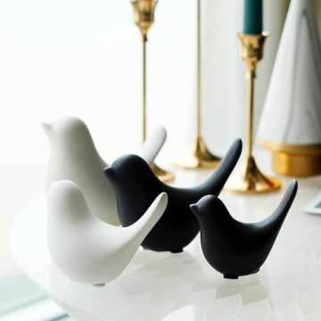 GJFASGF Small Animal Statues, White Bird Figurines Home Decor, Modern Home Decorative, Ceramic Decor for Office Desktop, Bookshelf, Bedroom, Living Room, Cabinets (White 2 Pcs)