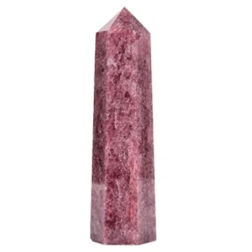 MOGEMT Large Strawberry Quartz Crystal Tower | Natural Healing Crystal Point Wand Obelisk 6 Faceted ...