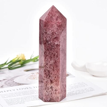 MOGEMT Large Strawberry Quartz Crystal Tower for Healing