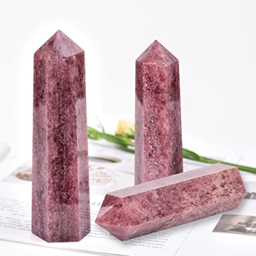 MOGEMT Large Strawberry Quartz Crystal Tower for Healing