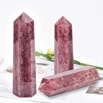 MOGEMT Large Strawberry Quartz Crystal Tower for Healing