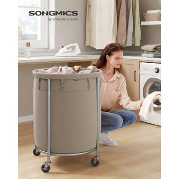 SONGMICS Laundry Basket with Wheels for Easy Laundry Transport