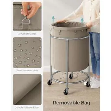 SONGMICS Laundry Basket with Wheels for Easy Laundry Transport
