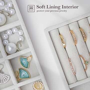 ProCase Stackable Jewelry Organizer Trays for Drawers, Jewelry Drawer Inserts Container Display Case Storage for Earring Necklace Rings Bracelet with Removable Dividers -Grey, 4 Layers