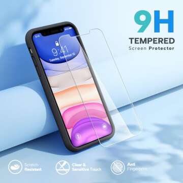 Miracase Designed for iPhone 11 Phone Case, with Screen Protector, Liquid Silicone Gel Rubber Full B...