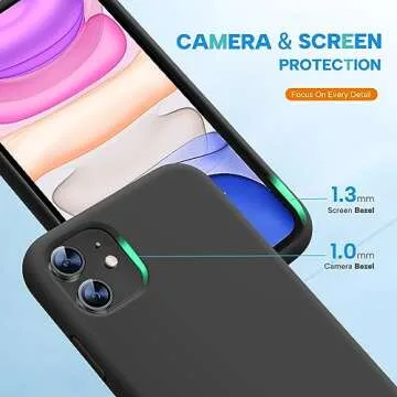 Miracase Designed for iPhone 11 Phone Case, with Screen Protector, Liquid Silicone Gel Rubber Full Body Drop Protection Shockproof Cover Phone Case for iPhone 11 6.1 inch (Black)