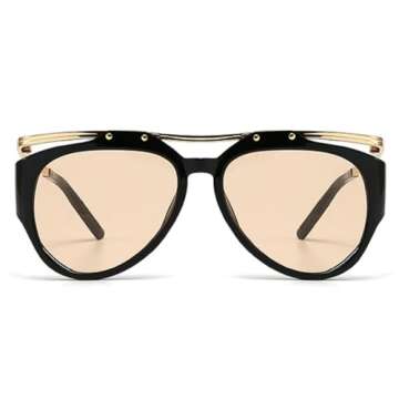 Y2K Punk Oversized Oval Sunglasses Women Men 2024 Luxury Vintage Round Metal Frame Sun Glasses For Ladies Eyewear (C5)