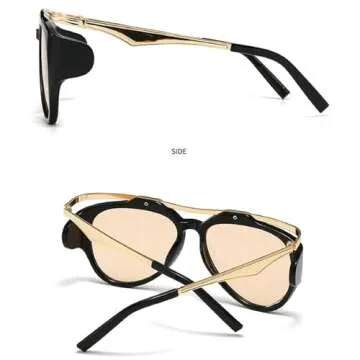Y2K Punk Oversized Oval Sunglasses Women Men 2024 Luxury Vintage Round Metal Frame Sun Glasses For Ladies Eyewear (C5)