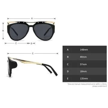 Y2K Punk Oversized Oval Sunglasses Women Men 2024 Luxury Vintage Round Metal Frame Sun Glasses For Ladies Eyewear (C5)