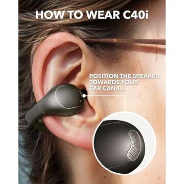 Soundcore C40i Open-Ear Clip-On Headphones for Active Use