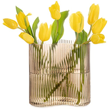 MOLIMAO Glass Vase Unique Footprint Design 8.3 Inch