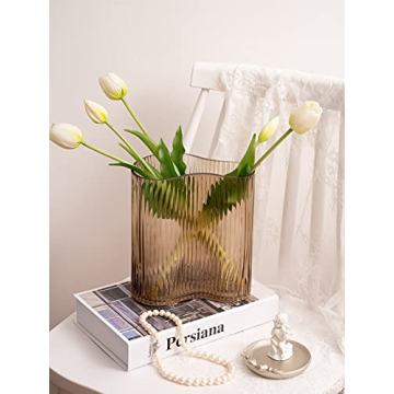 MOLIMAO Glass Vase Unique Footprint Design 8.3 Inch