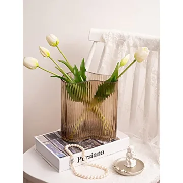 MOLIMAO Glass Vase Unique Footprint Design 8.3 Inch