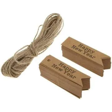 Happy New Year Kraft Gift Tags - 100pcs Pack
