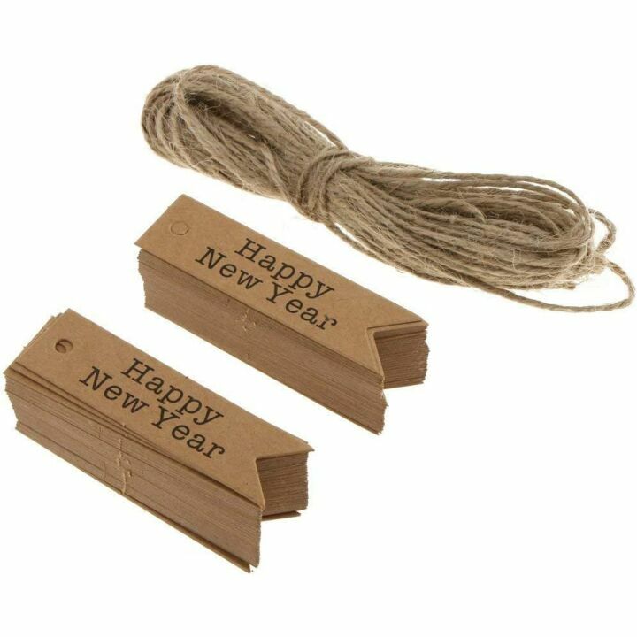 Happy New Year Kraft Gift Tags - 100pcs Pack