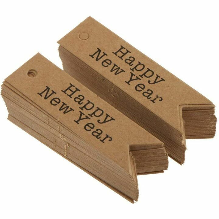 Happy New Year Kraft Gift Tags - 100pcs Pack