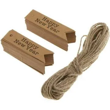 Happy New Year Kraft Gift Tags - 100pcs Pack